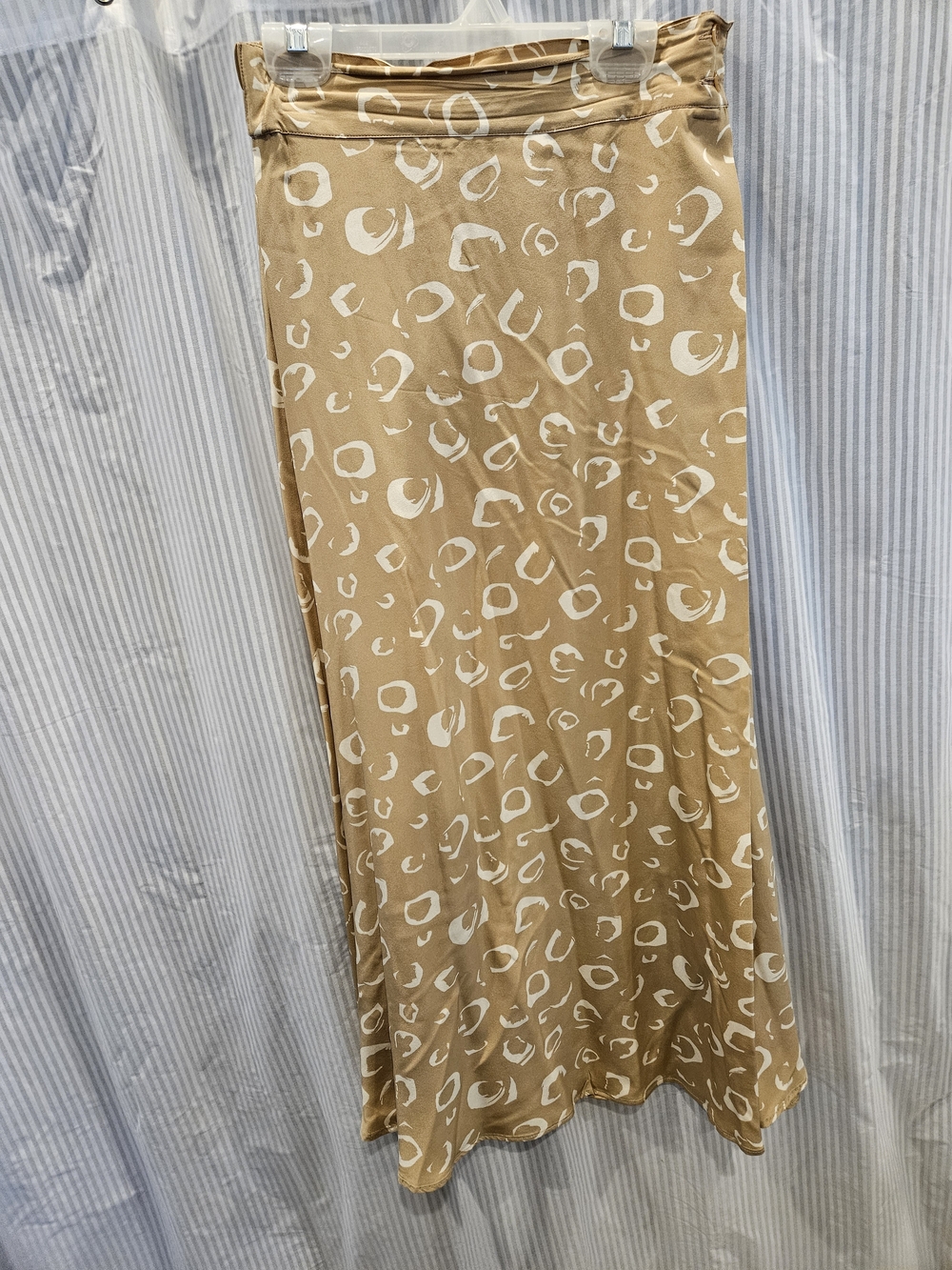 Doncaster 100% Silk Printed Maxi Skirt Size 4 Beige And Tan